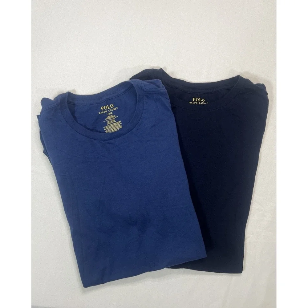 Polo Ralph Lauren Slim Fit Crew T-Shirts - Large Navy Blue Lot Of 2 Logo
